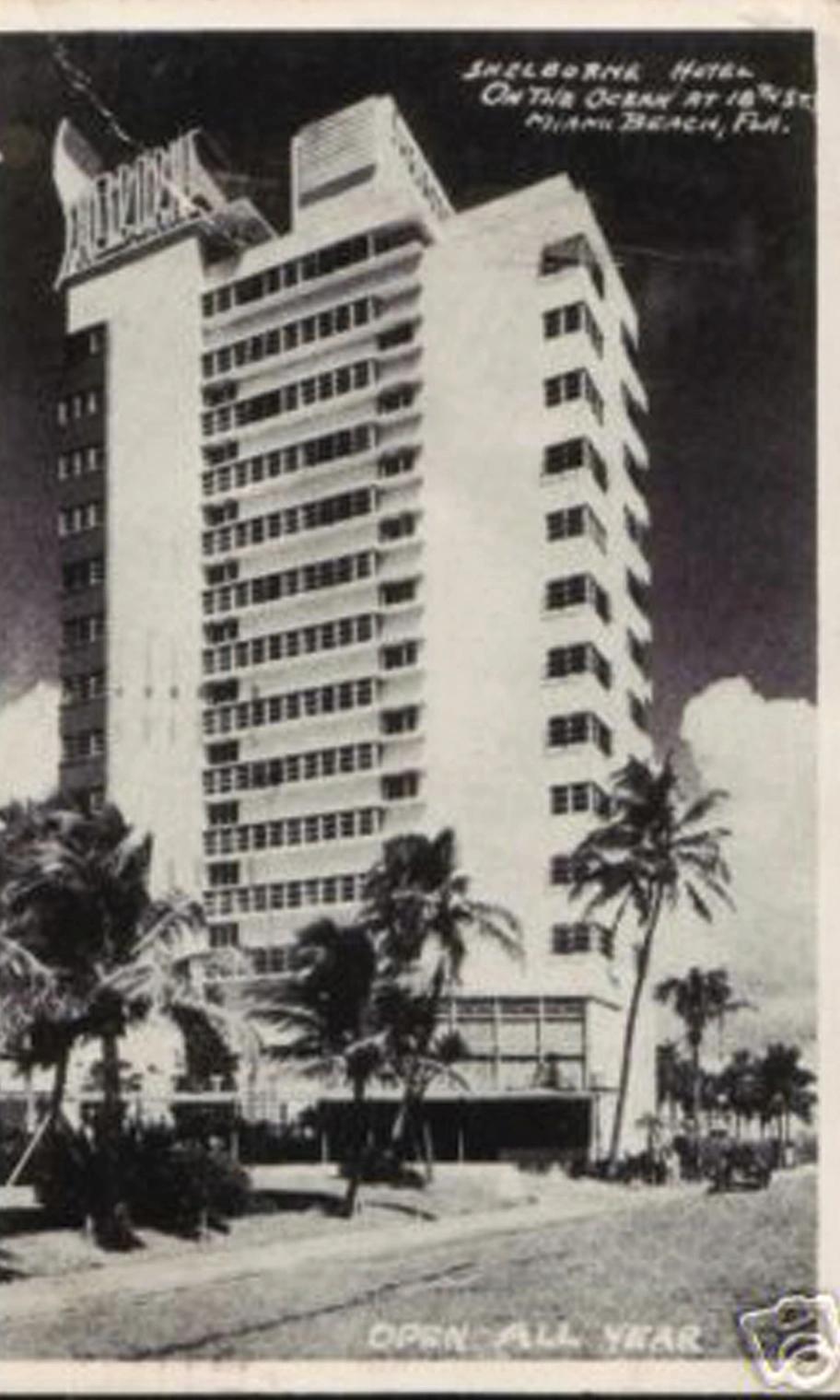 Vintage photograph showcasing The Shelborne Hotel historic architecture in 1941